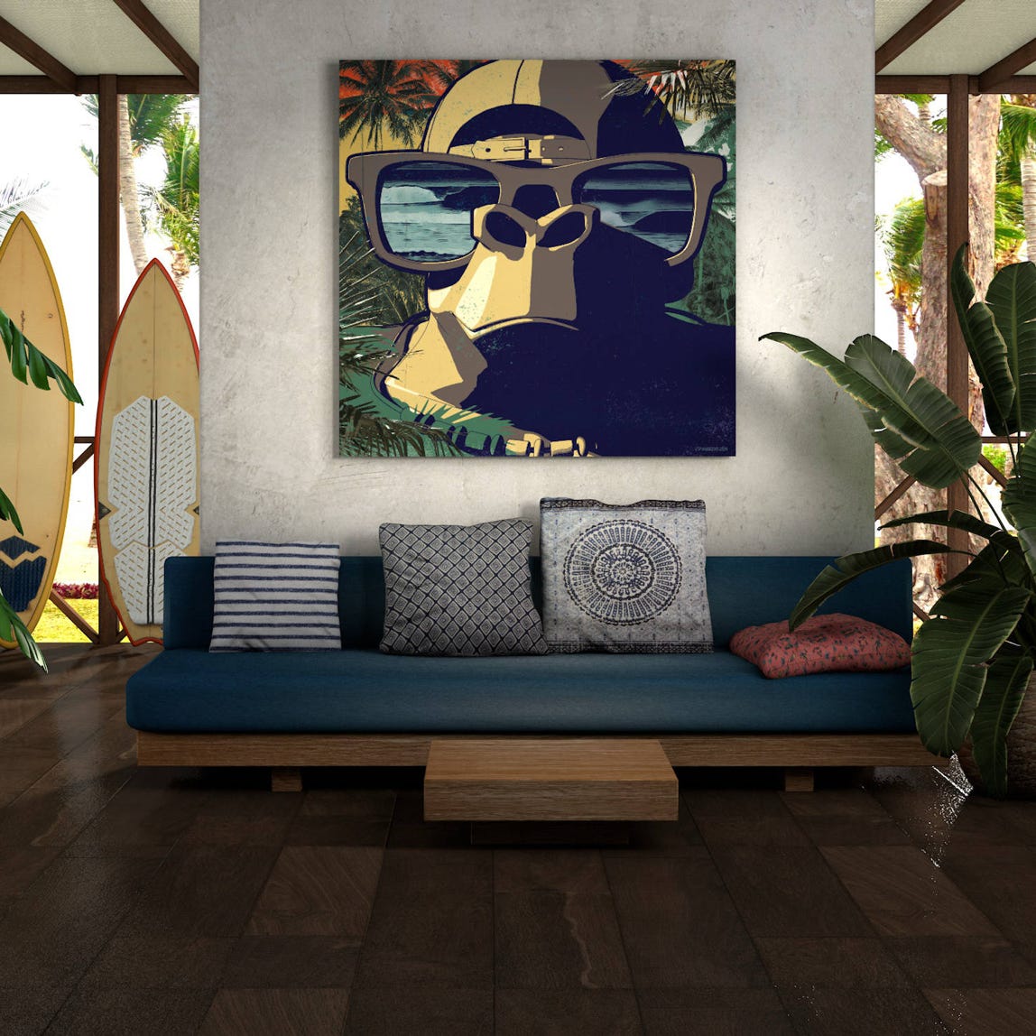 Artist. Piotr Paneczko. Artwork from Curf Culture collection (Surf Art). Working technique is Mixed Media. Illustration and composing. Original Fine Art Print. Limited editions. Signed.