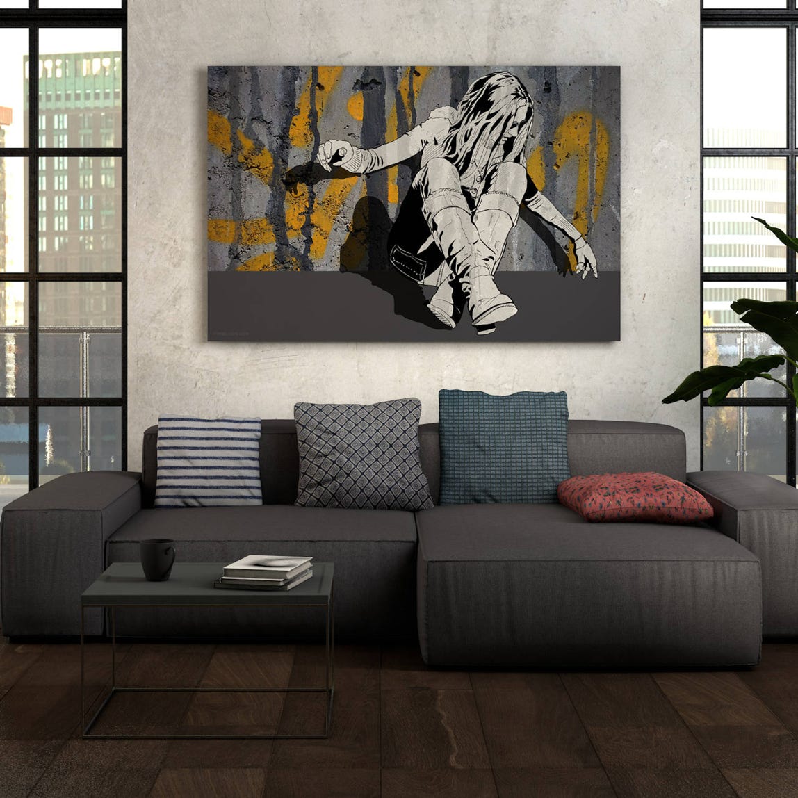 Artist. Piotr Paneczko. Artwork from Street Art for Home Collection. Working technique is Mixed Media. Illustration and composing. Original Fine Art Print. Limited editions. Signed.